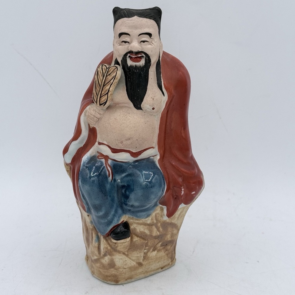 Antique Chinese Porcelain Wise Man Figure Scholar Gentleman 7" Tall Stamped